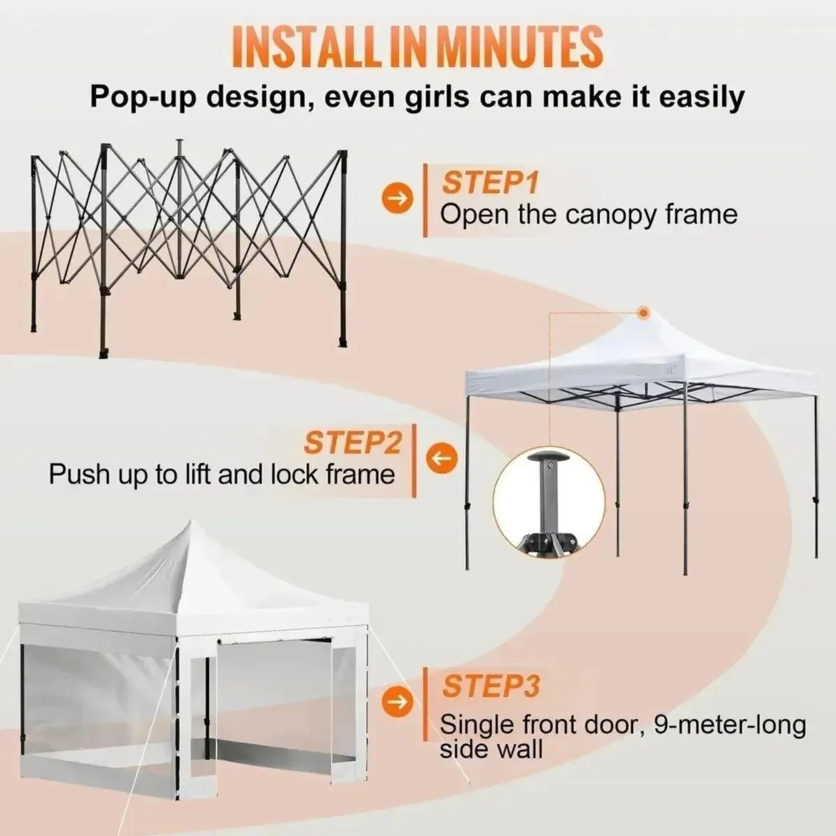 Gazebo Pop-Up Canopy Tent 3x3m /10x10FT - Image 3
