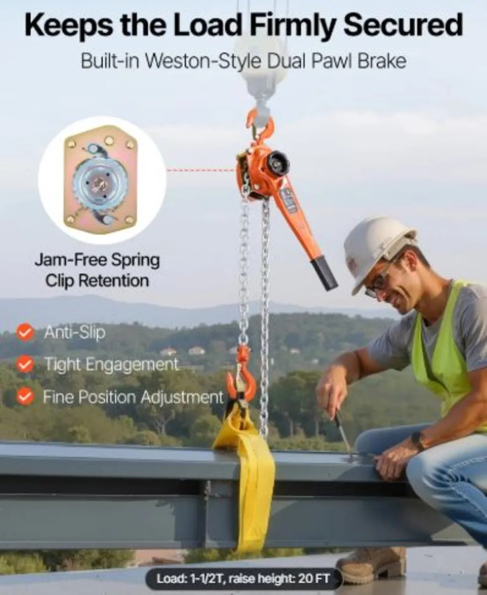Manual Lever Chain Hoist, 1-1/2T 1500KG Capacity - Image 3