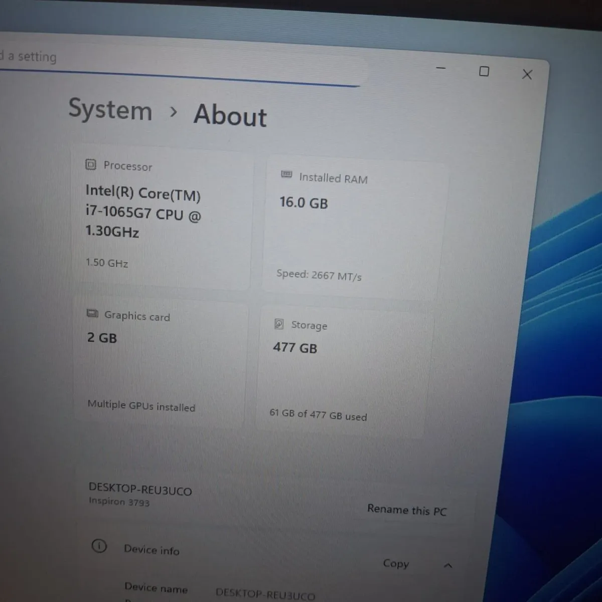 Dell Inspiron 3793 Intel Core i7-1065G7 | 17 inch - Image 3