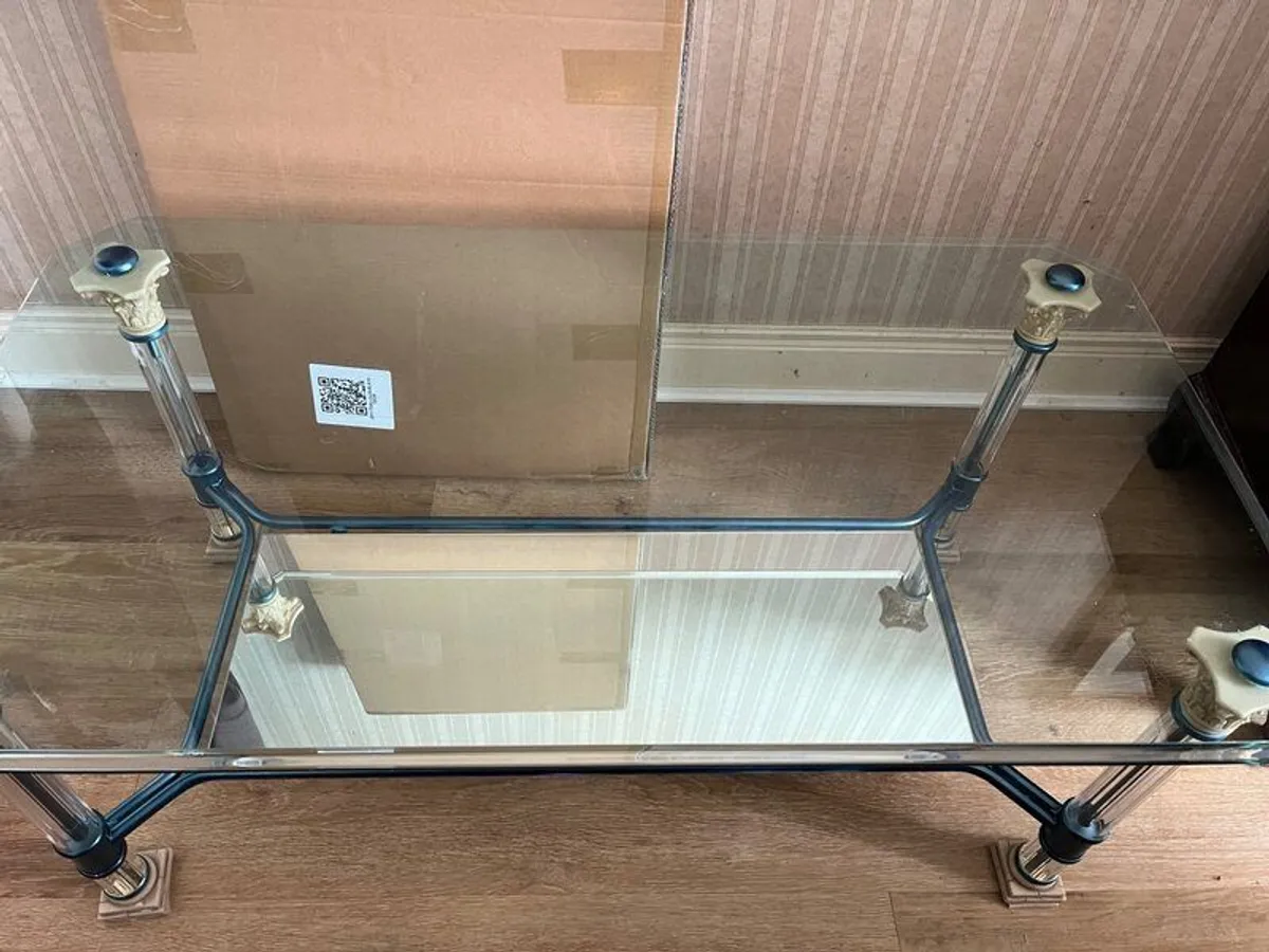 Bevelled glass Coffee table Hollywood regency - Image 4