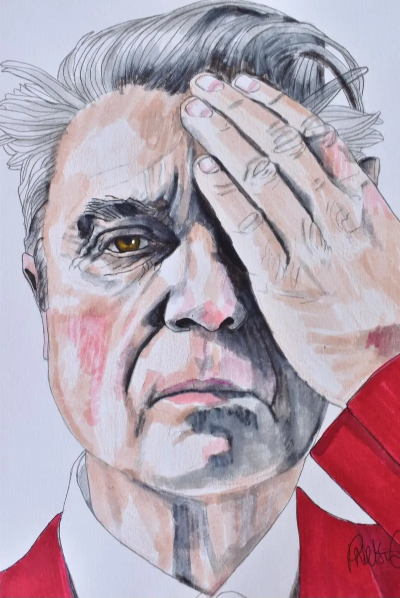 David Byrne Portrait Drawing Original Mixed Media - Image 3