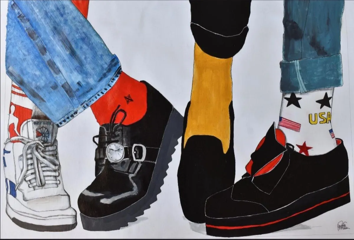 'Step into the 80s' Mixed Media Drawing 90x60 - Image 1