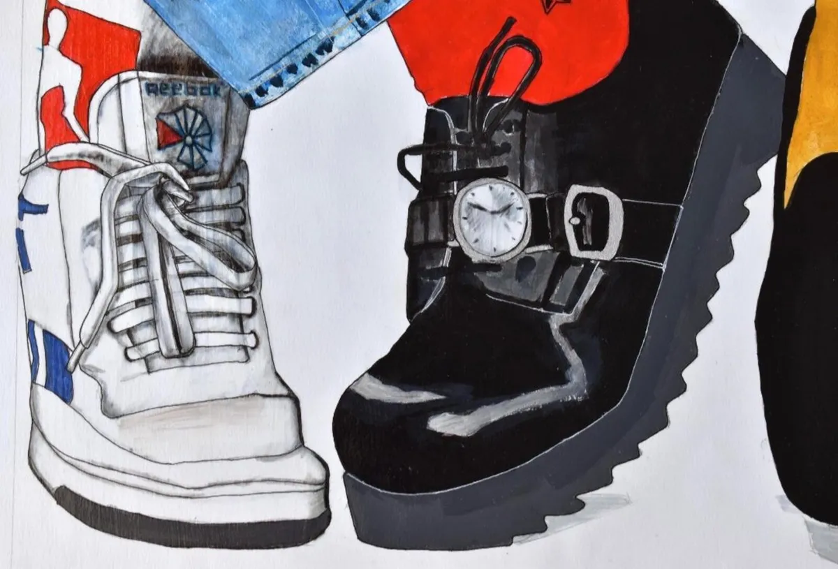 'Step into the 80s' Mixed Media Drawing 90x60 - Image 3