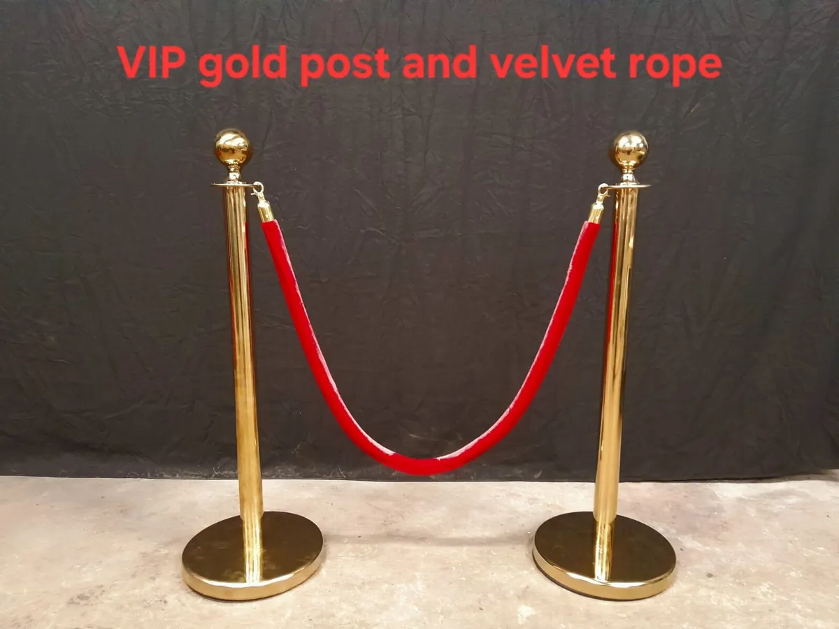VIP Gold posts & velvet rope - Image 1