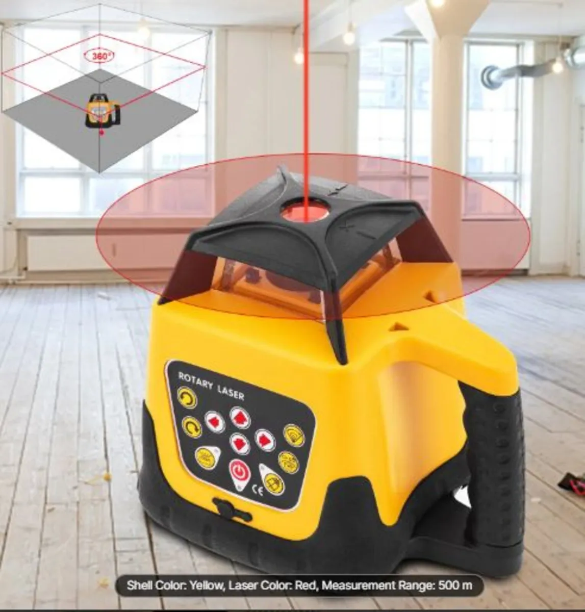 Rotary Laser Level Kit Red Beam Digital Self-Level - Image 2