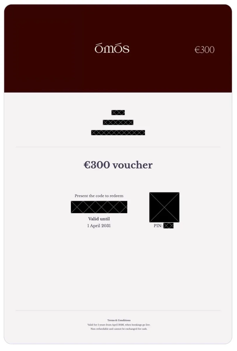 €300 Ómós Restaurant Voucher — €230 - Image 1