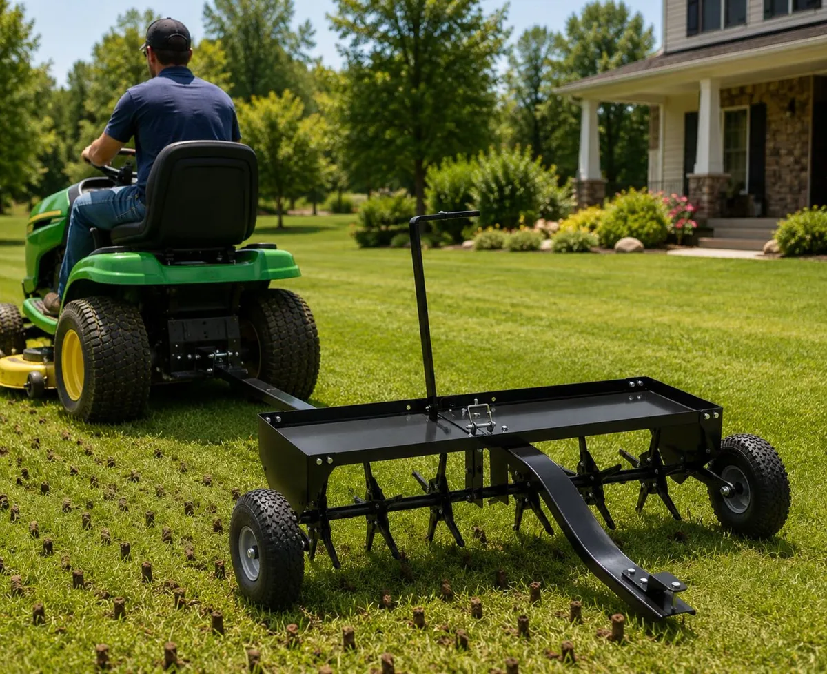 40 Inch Tow Behind Plug Lawn Aerator for Ride On M - Image 2