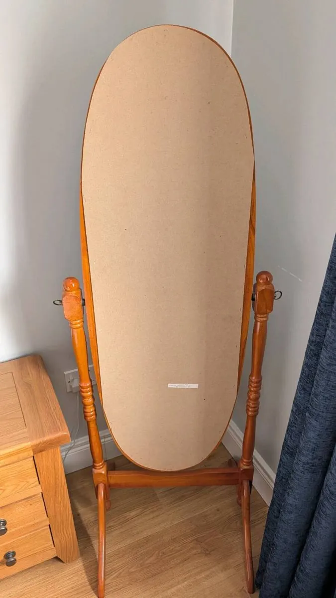 Oval Mirror - Free Standing Pine - Image 2