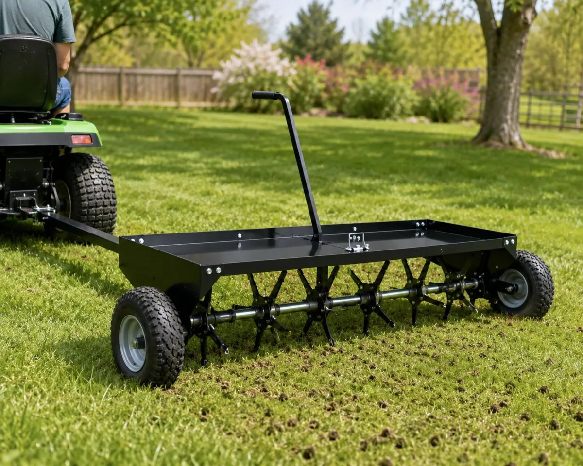 48 Inch Tow Behind Plug Lawn Aerator with Universa - Image 2
