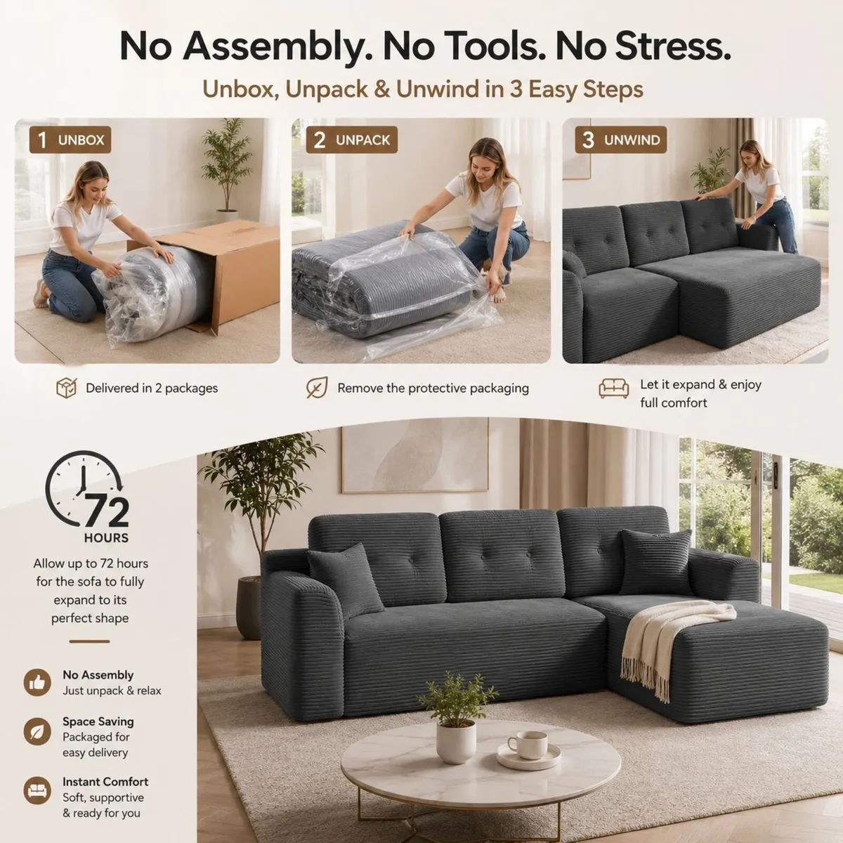 Premium Modular Corner Sofa with Chaise Longue Sla - Image 2