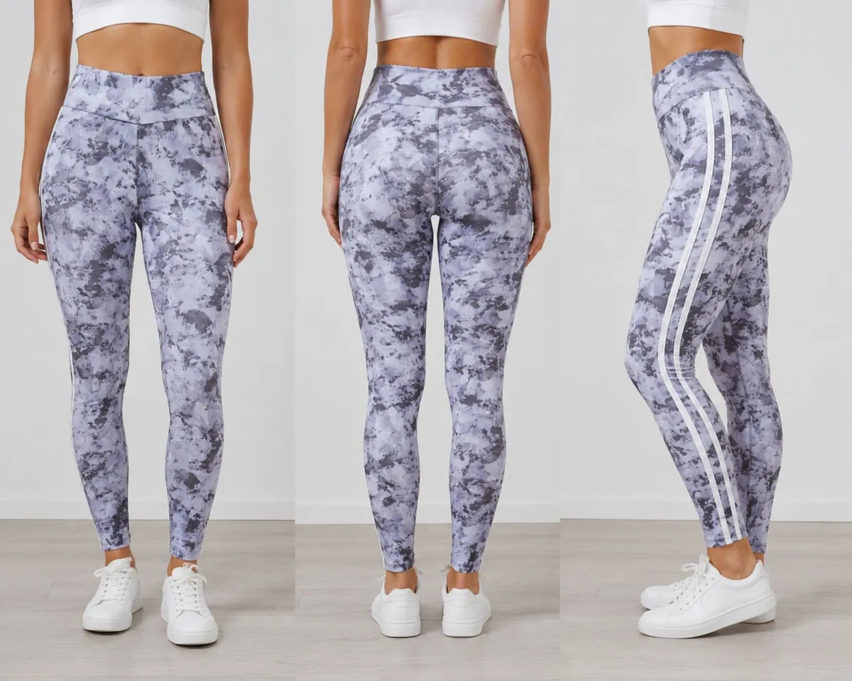 Women's Marble Print High-Waisted Leggings - Image 1