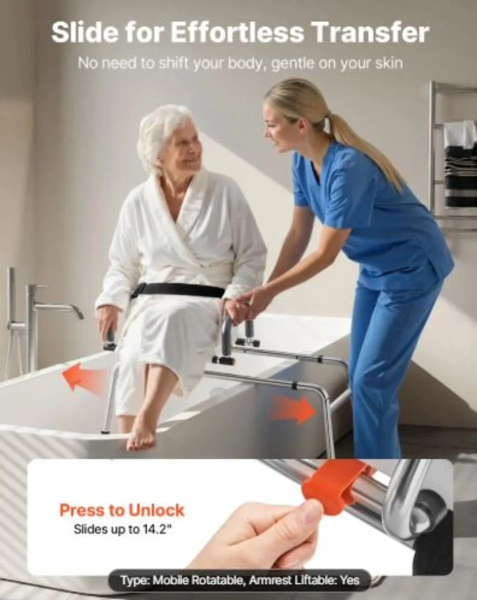 Sliding Shower Chair, 180 kg Tub Transfer Bench - Image 2