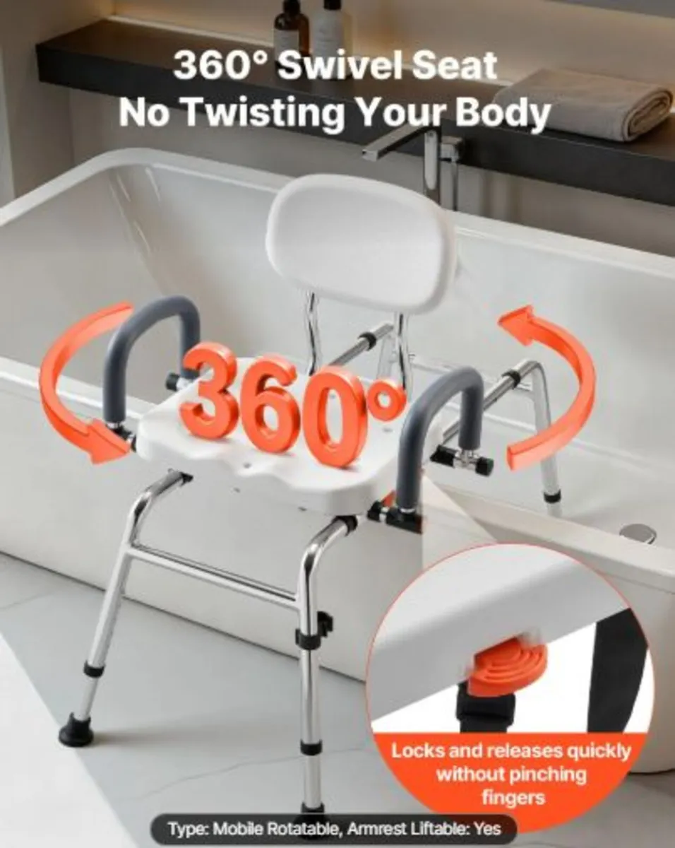 Sliding Shower Chair, 180 kg Tub Transfer Bench - Image 3
