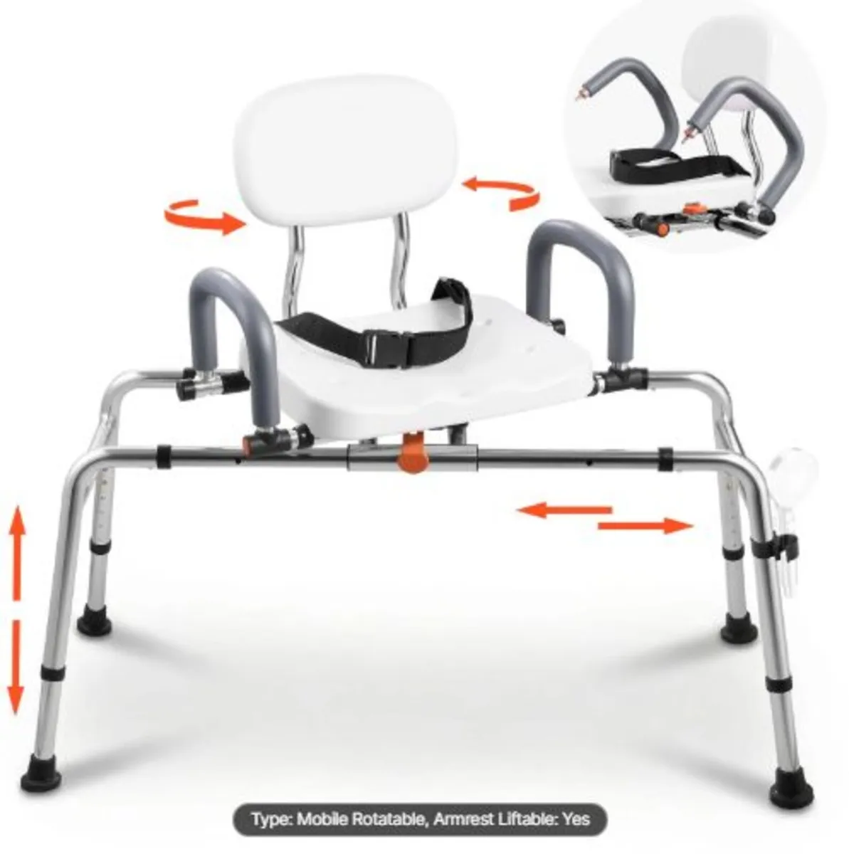 Sliding Shower Chair, 180 kg Tub Transfer Bench - Image 1