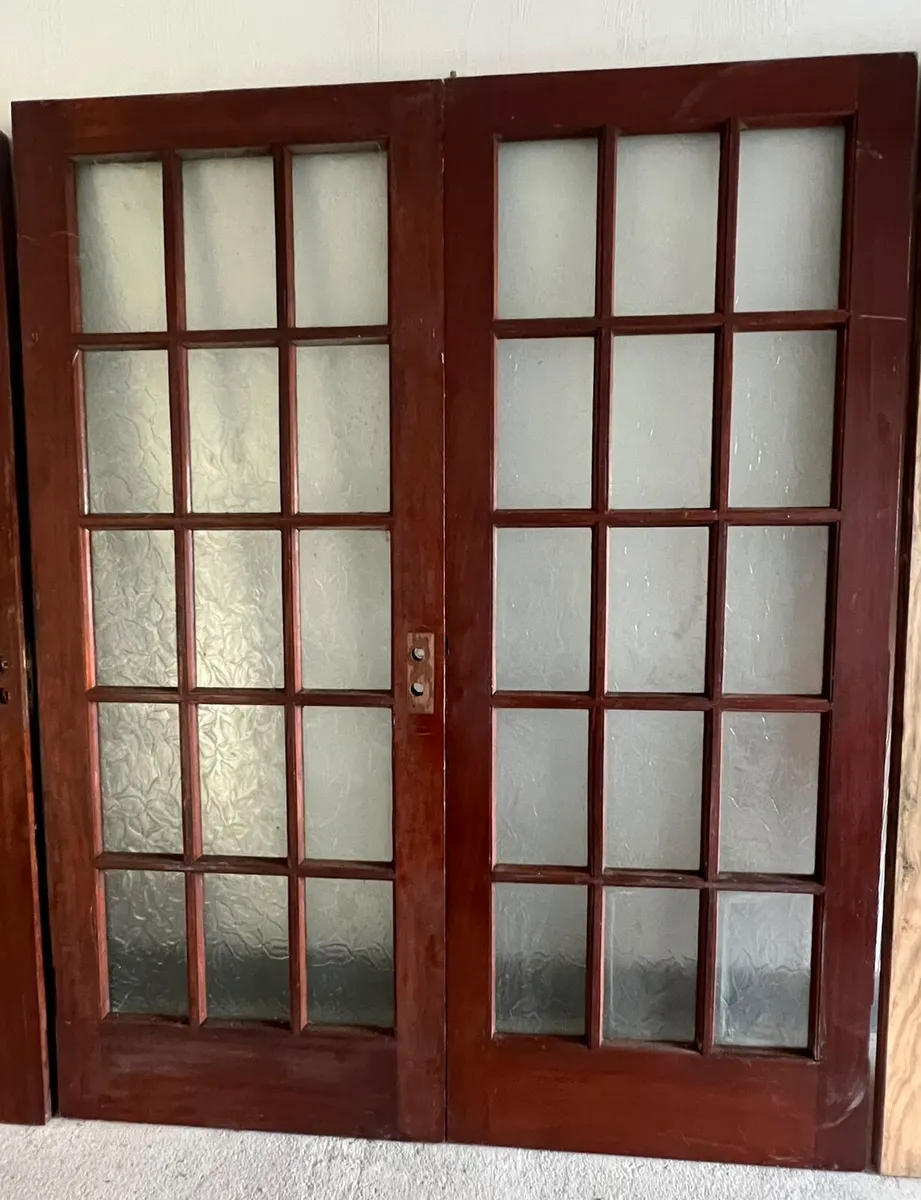 Teak double rebated glass doors