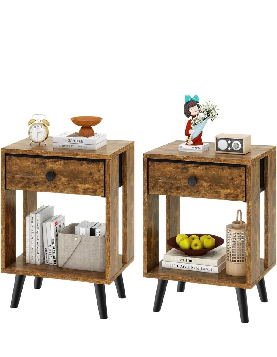 Set of 2 Side Tables, Bedside Table, Sofa End Tabl - Image 1