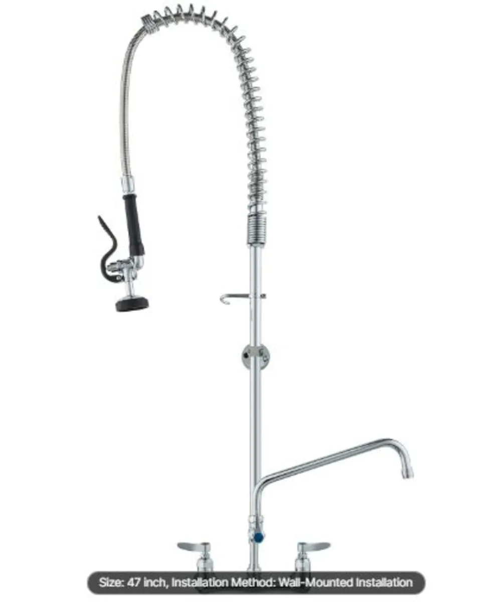 Commercial Faucet with Pre-Rinse Sprayer, 47" - Image 1