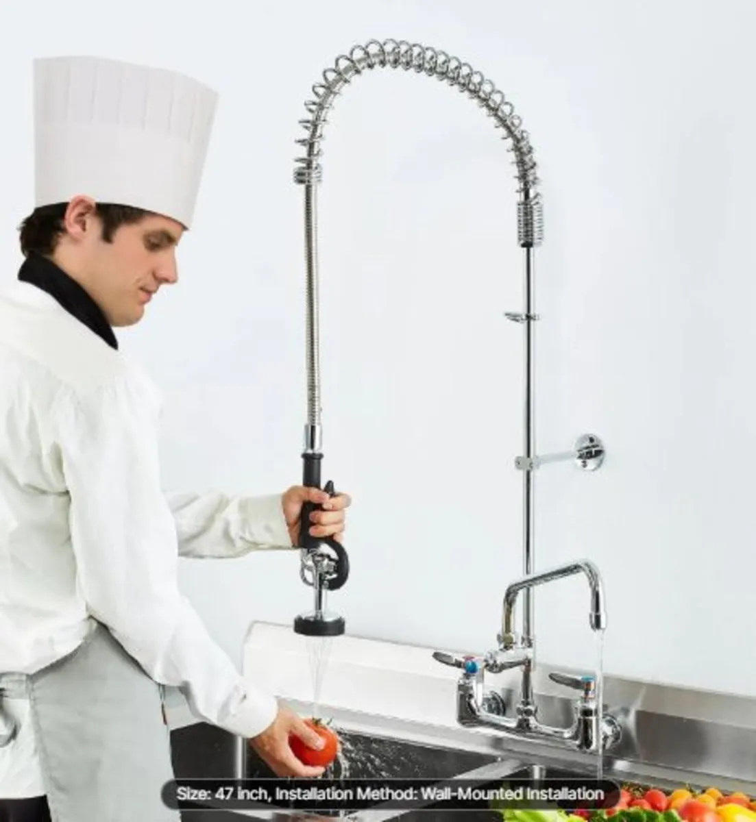Commercial Faucet with Pre-Rinse Sprayer, 47" - Image 4