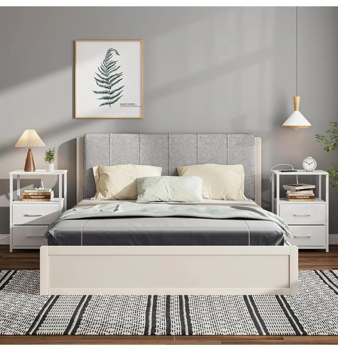 Bedside Table with Charging Station, Side Table wi - Image 1