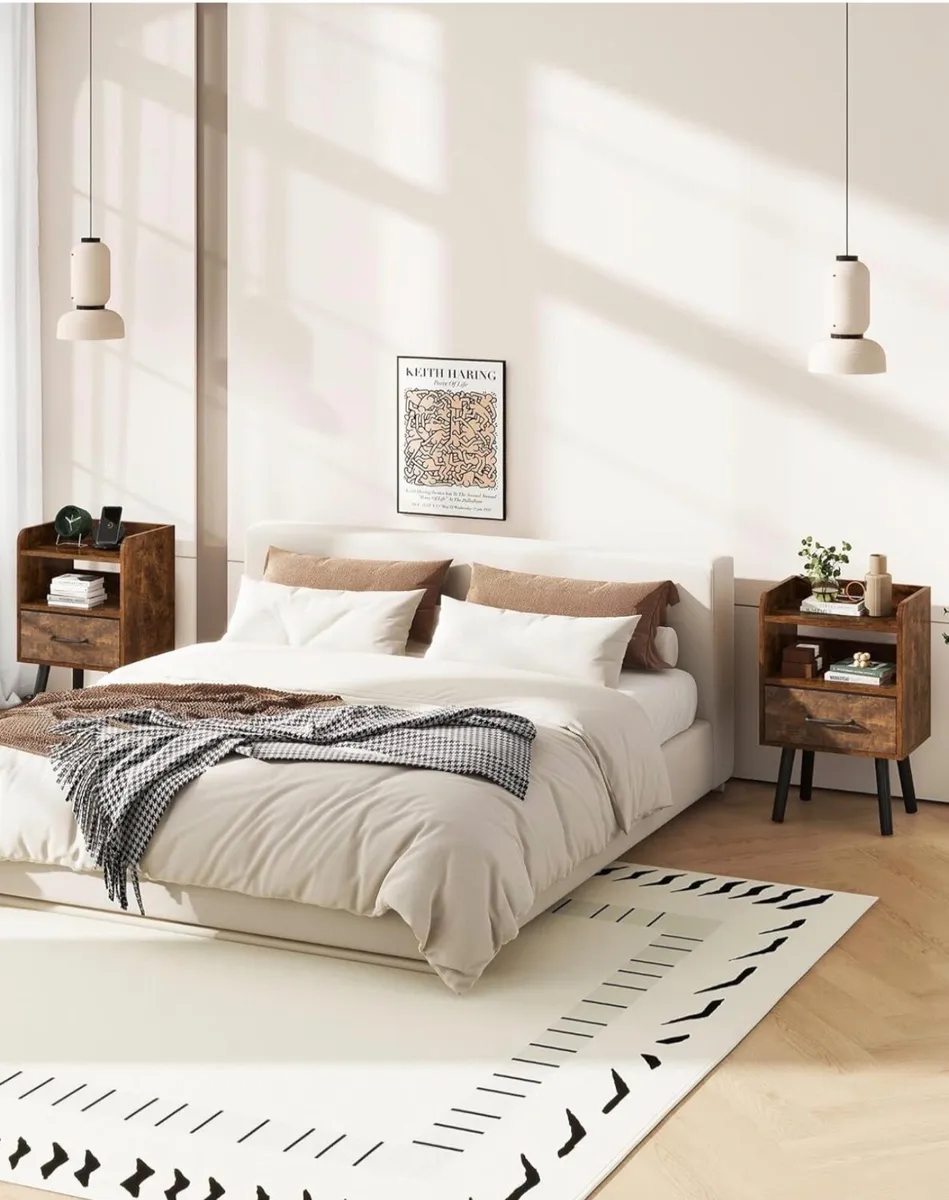 Bedside Table Set of 2, Nightstand, Side Table, Wo - Image 1