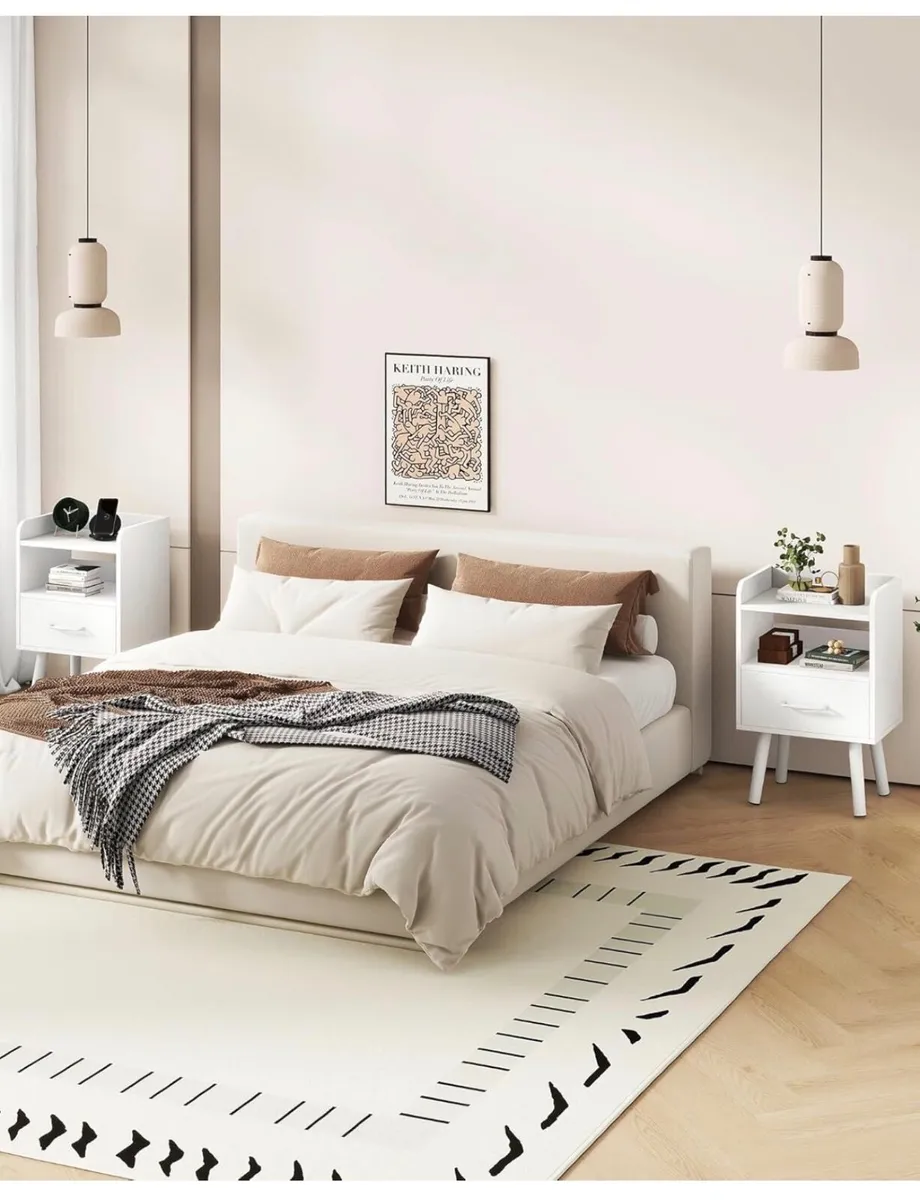 Bedside Table Set of 2, Nightstand, Side Table, Wo - Image 1