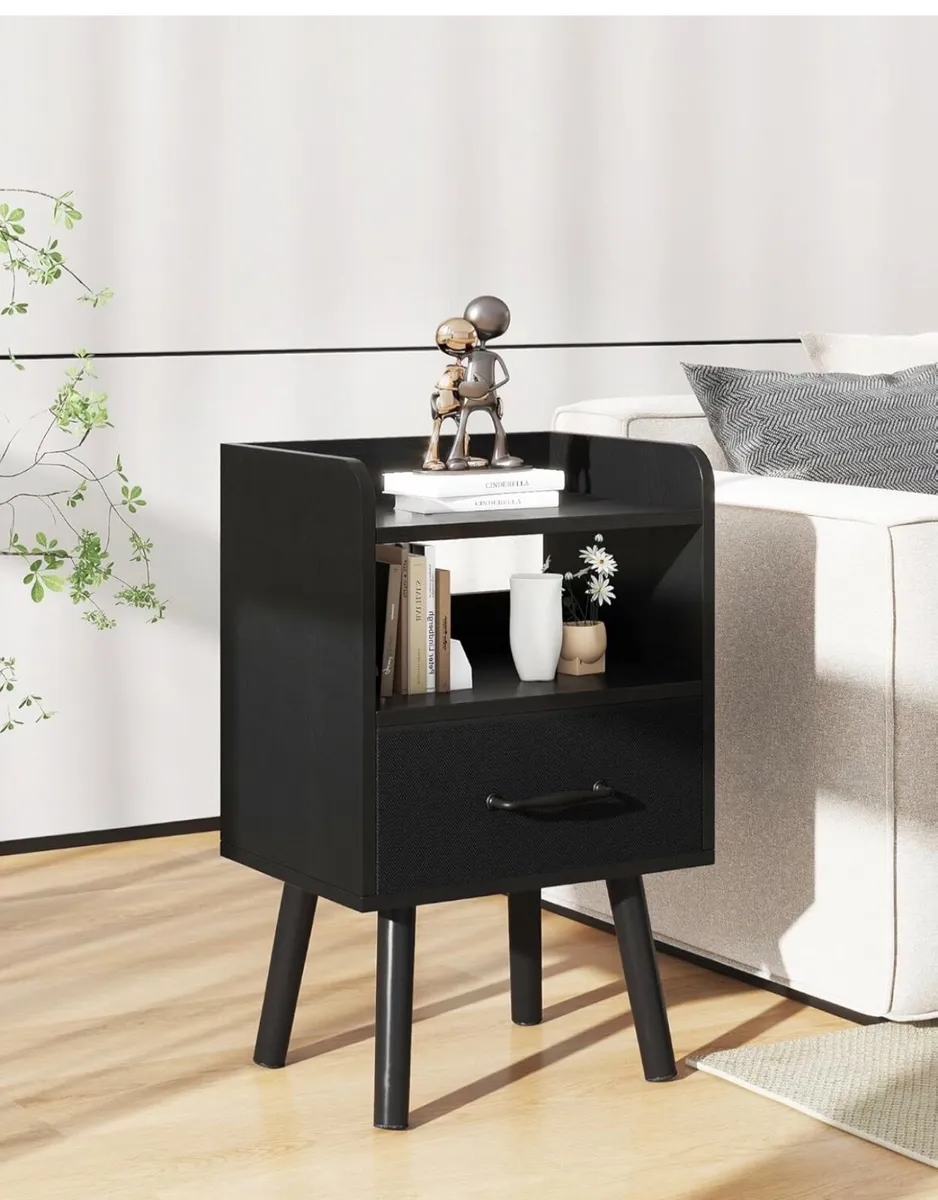 Bedside Table Set of 2, Nightstand, Side Table, Wo - Image 4