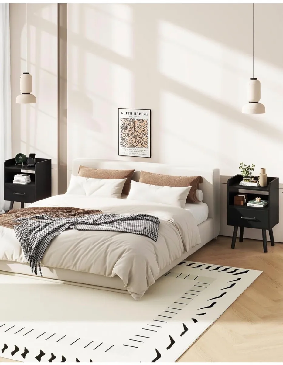 Bedside Table Set of 2, Nightstand, Side Table, Wo - Image 4