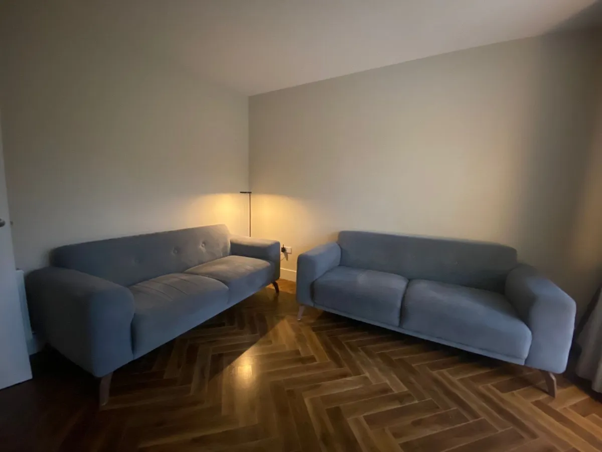 Pair of Contemporary Grey Velvet 2-Seater Sofas - Image 2
