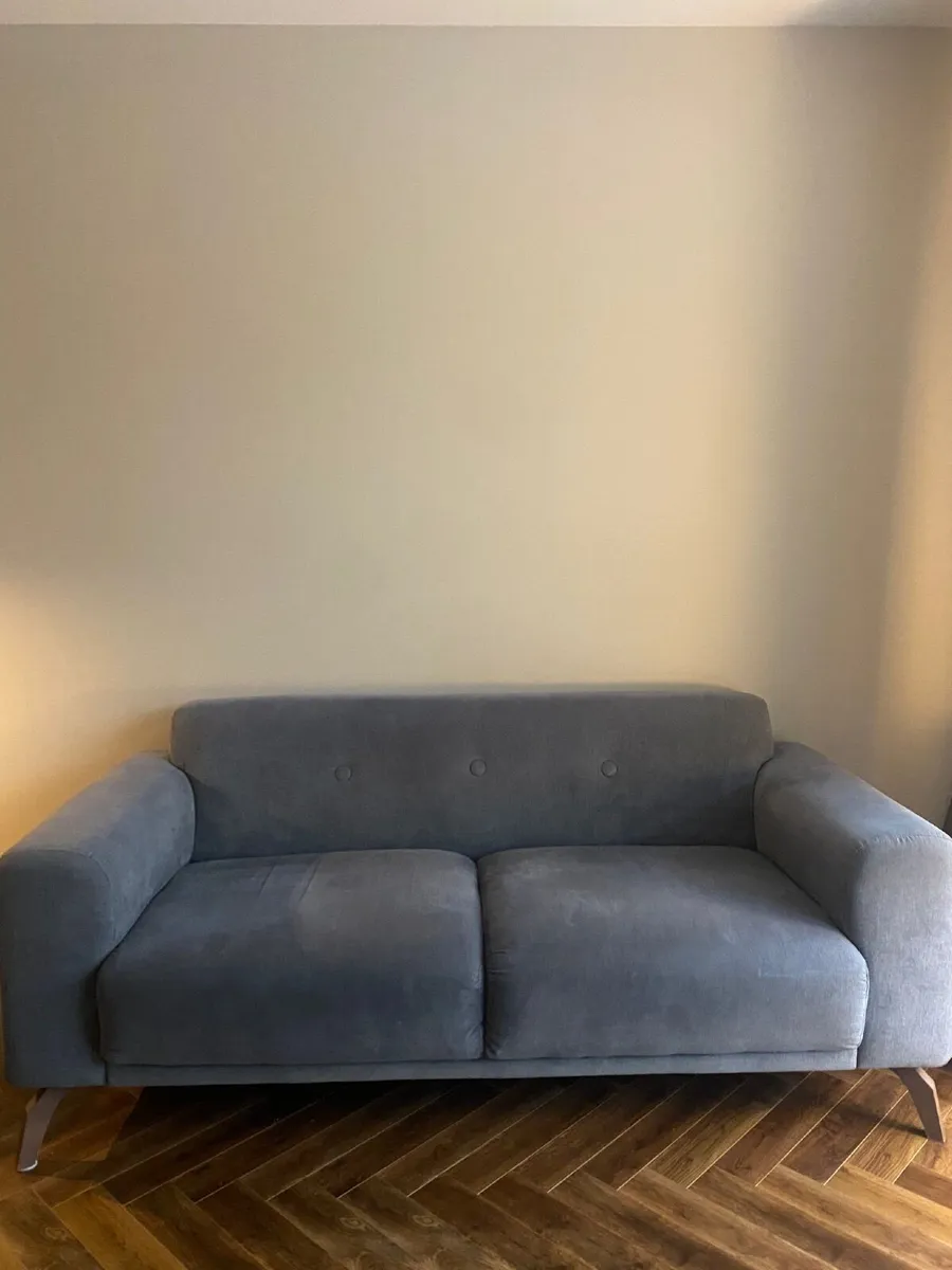 Pair of Contemporary Grey Velvet 2-Seater Sofas - Image 3