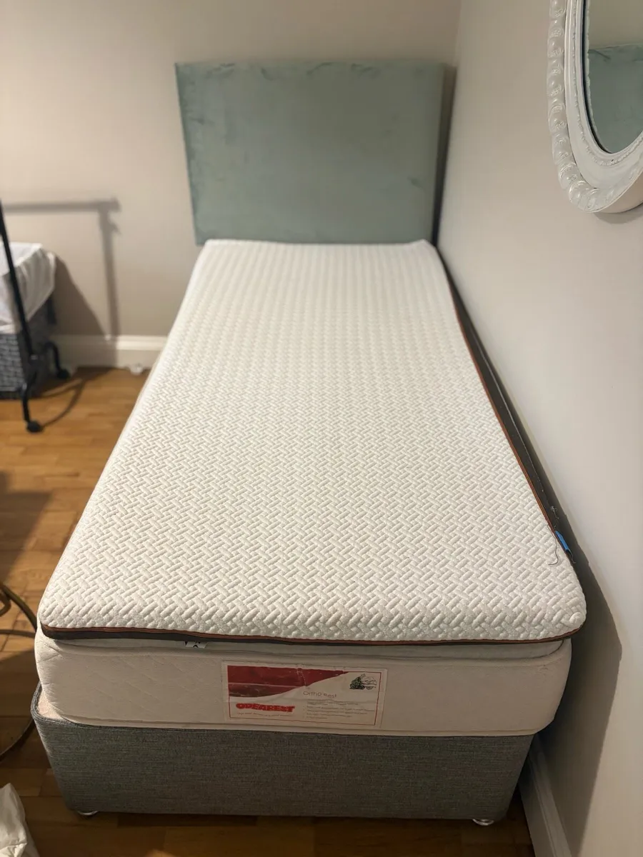 single bed with topper & headboard - Image 1