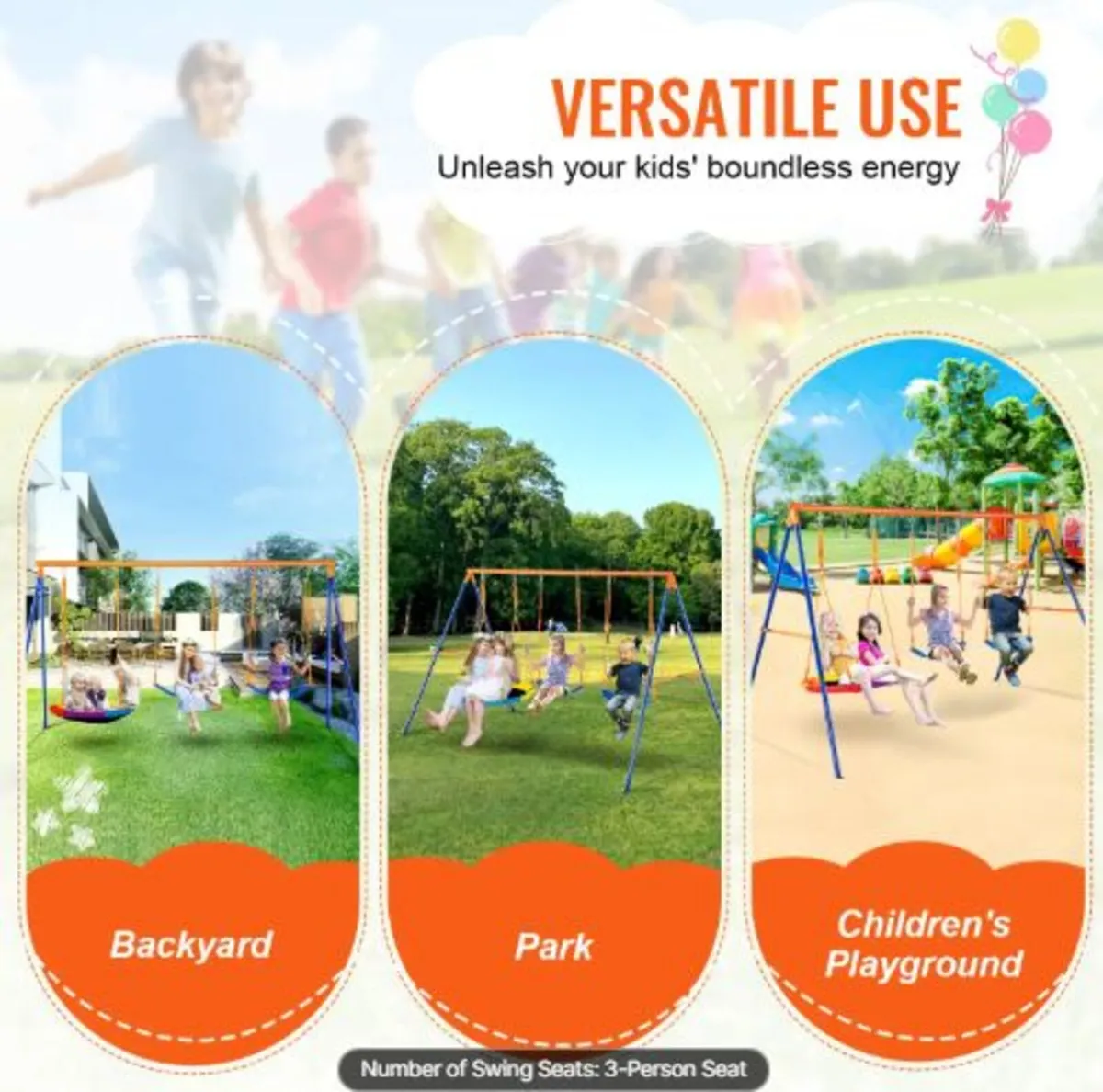 Swing Sets for Backyard,600lbs Load Capacity Swing - Image 4
