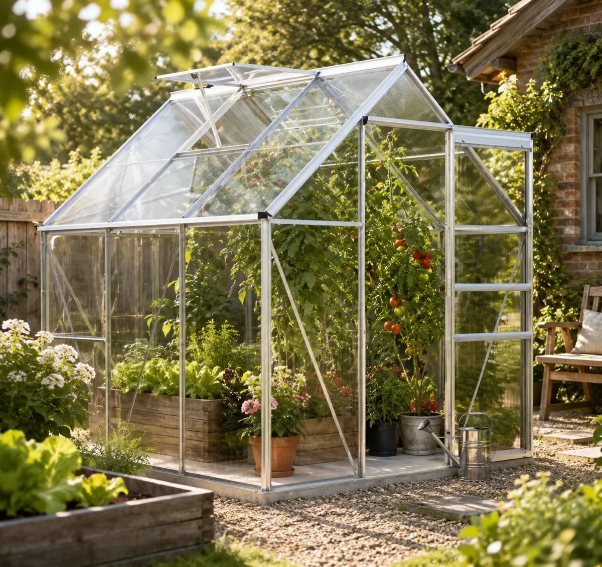 Aluminium Greenhouse 3.6m² Polycarbonate Garden Gr - Image 2