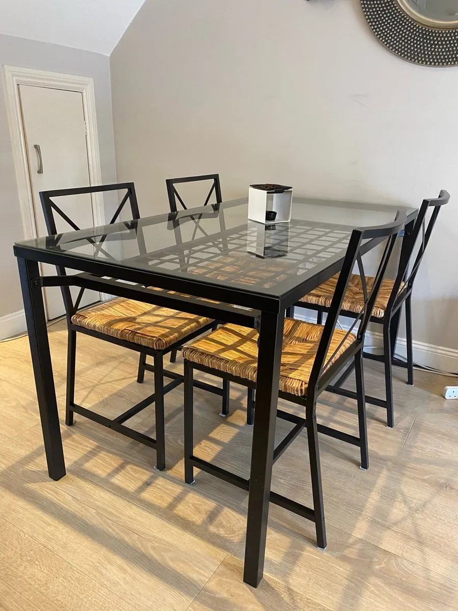 Dining Table & 4 Chairs – Glass Top - Image 2