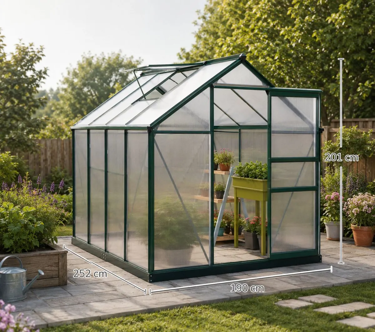Greenhouse 6 x 8 ft Green Frame - Image 2