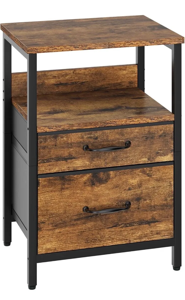 2 Bedside Table, Bedroom Bedside Cabinet with 2 Fa - Image 2