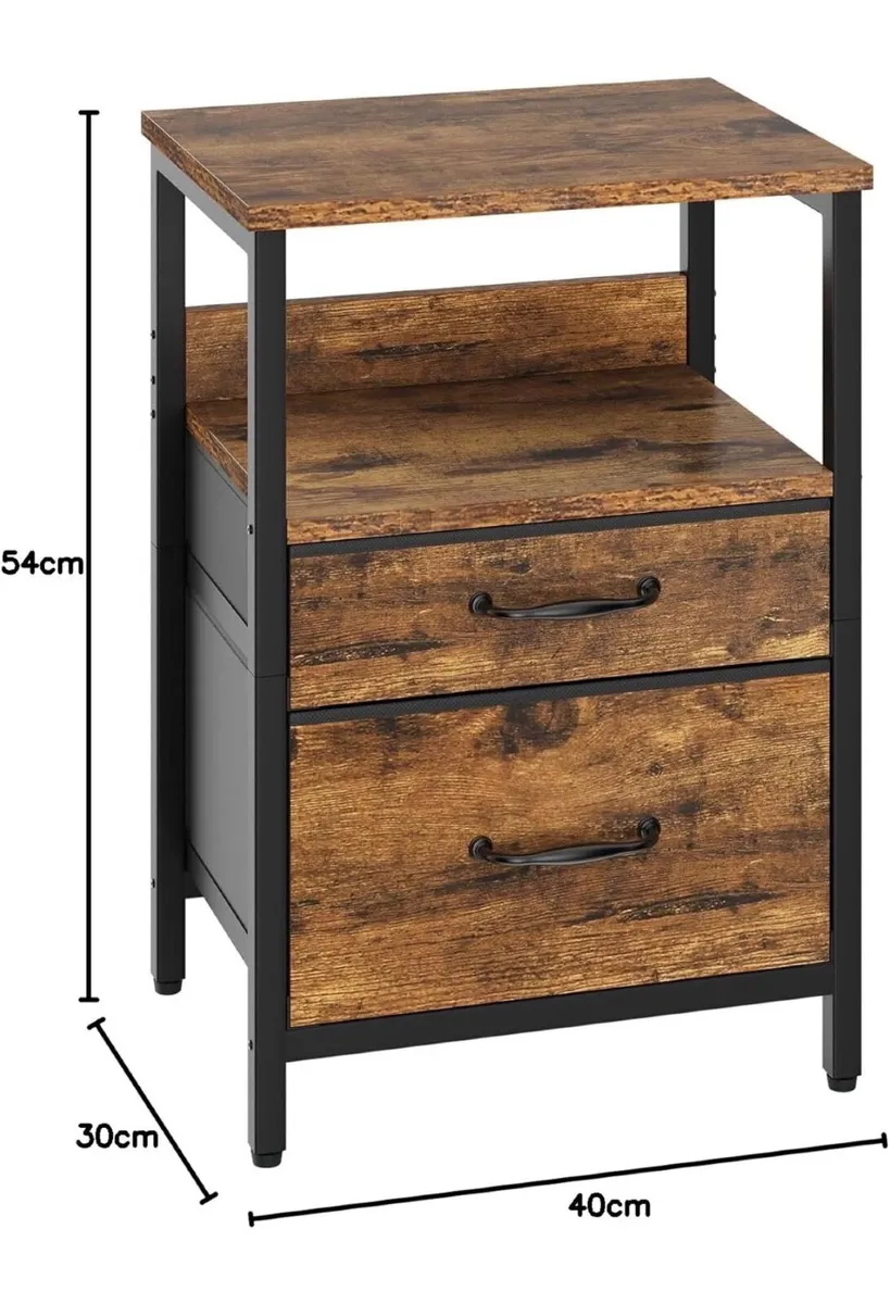 2 Bedside Table, Bedroom Bedside Cabinet with 2 Fa - Image 3