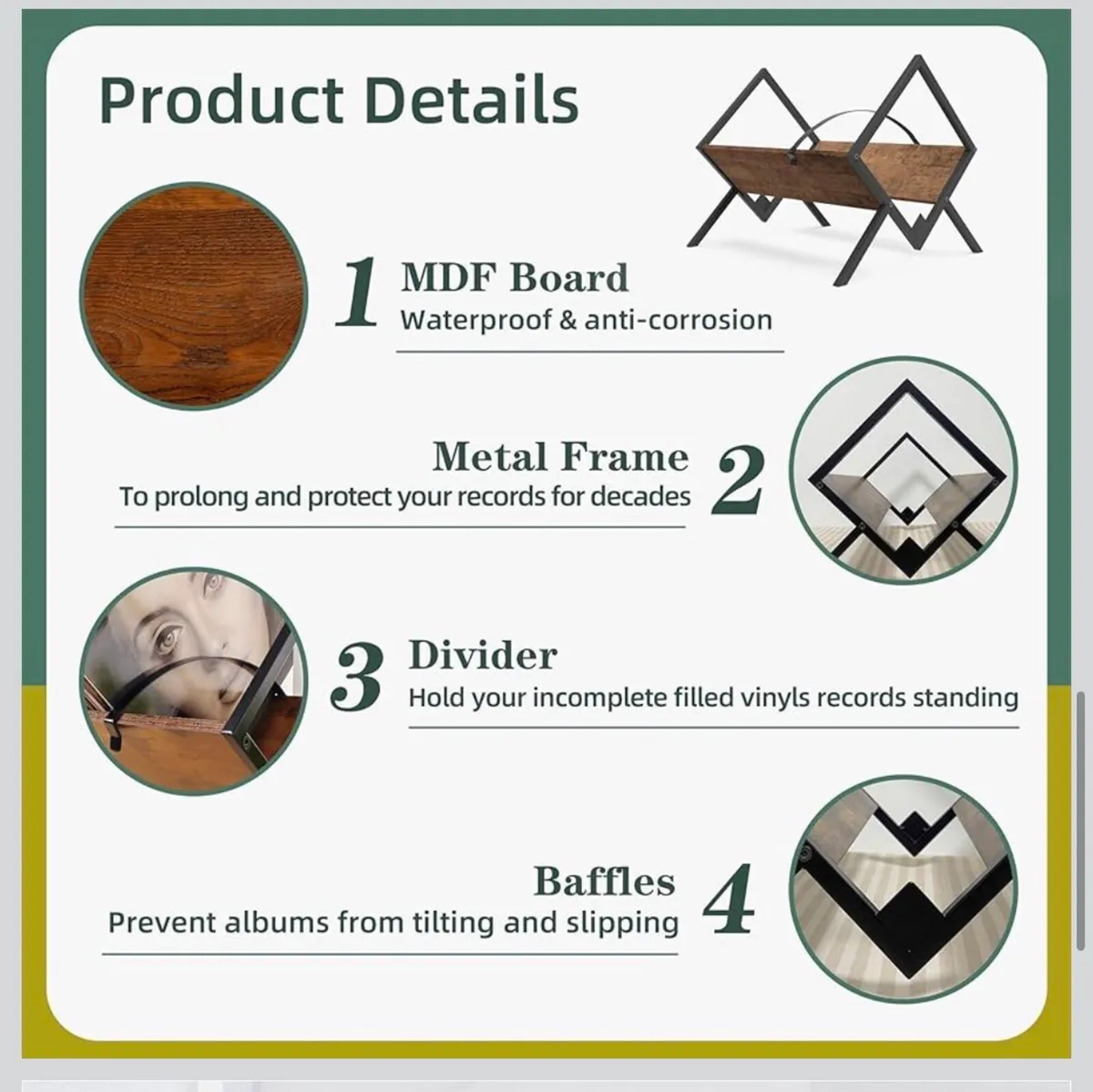 Vinyl Record Storage Rack – Holds 80–100 LPs - Image 4