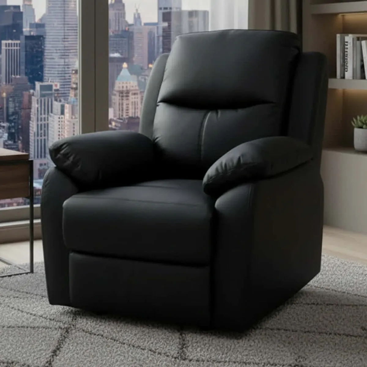 Italian leather recliner arm chairs high back - Image 1