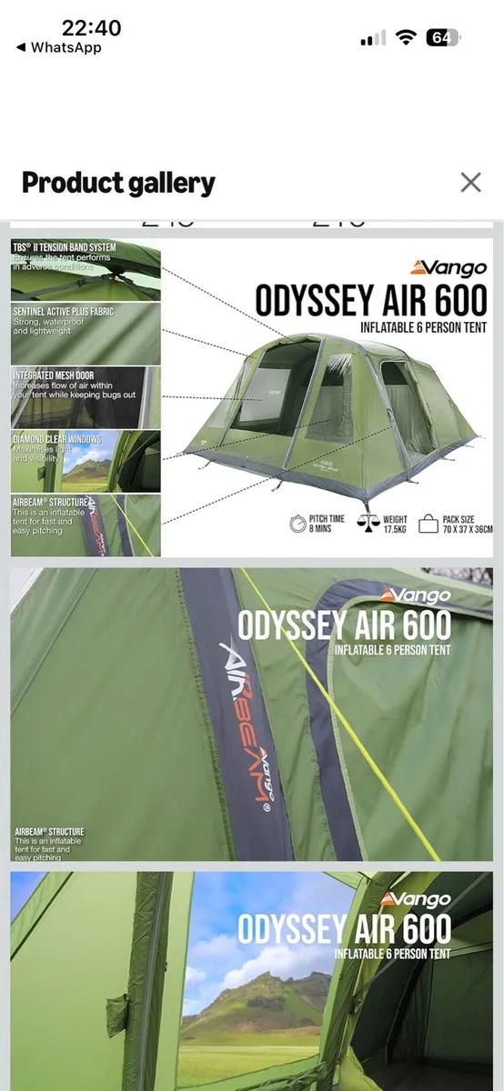 Vango 6 man air tent - Image 1
