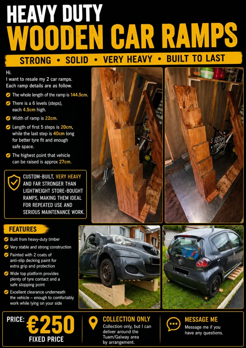Heavy Duty Wooden Car Ramps - Image 1