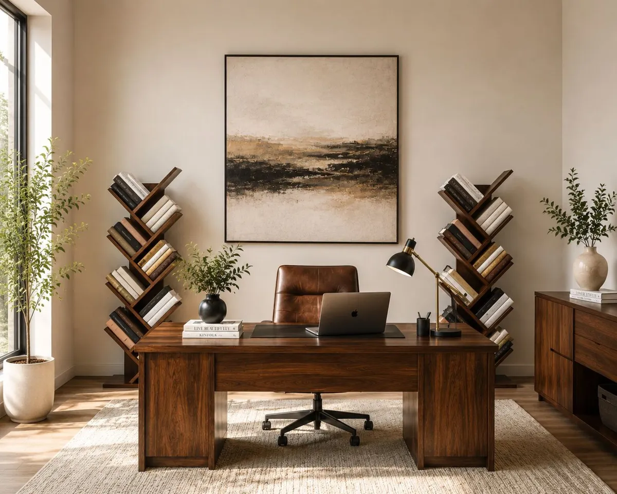 Set of 2 Tree Bookcases 8 Tier Wooden Bookshelves - Image 2