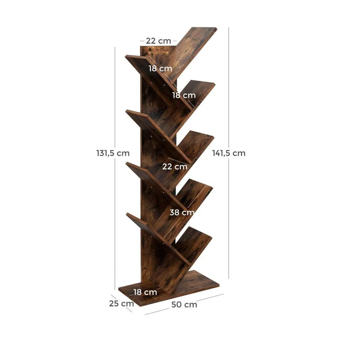 Set of 2 Tree Bookcases 8 Tier Wooden Bookshelves - Image 4