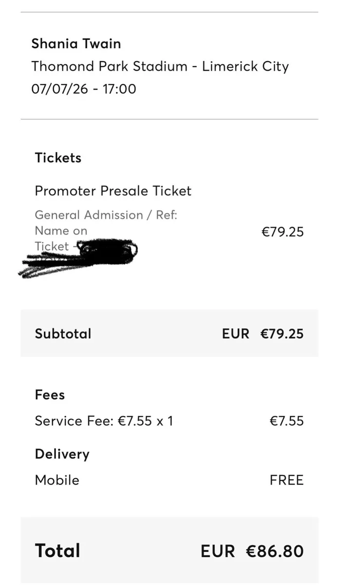 Shania Twain – Standing Ticket - Limerick - Image 2