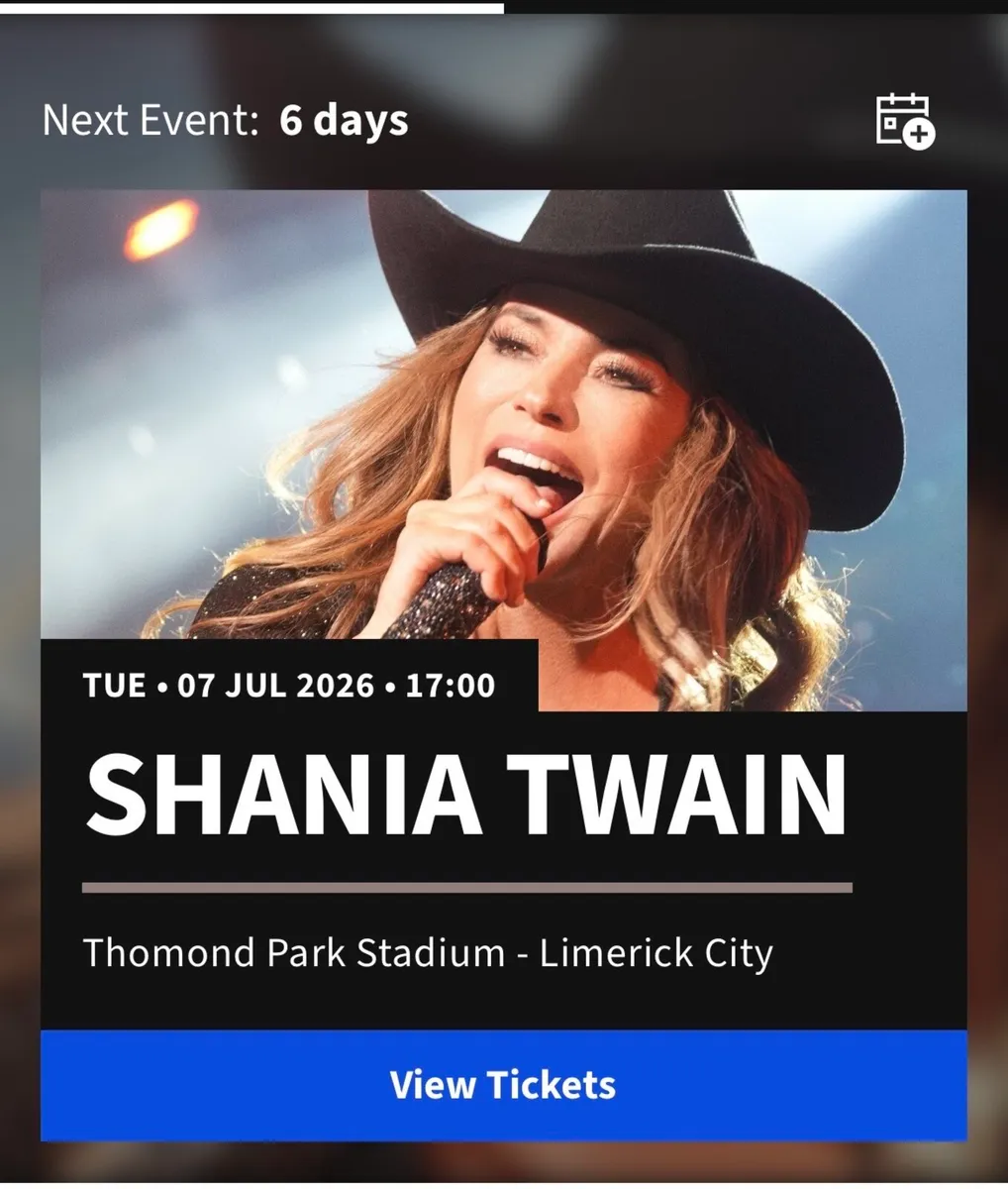 Shania Twain – Standing Ticket - Limerick - Image 1