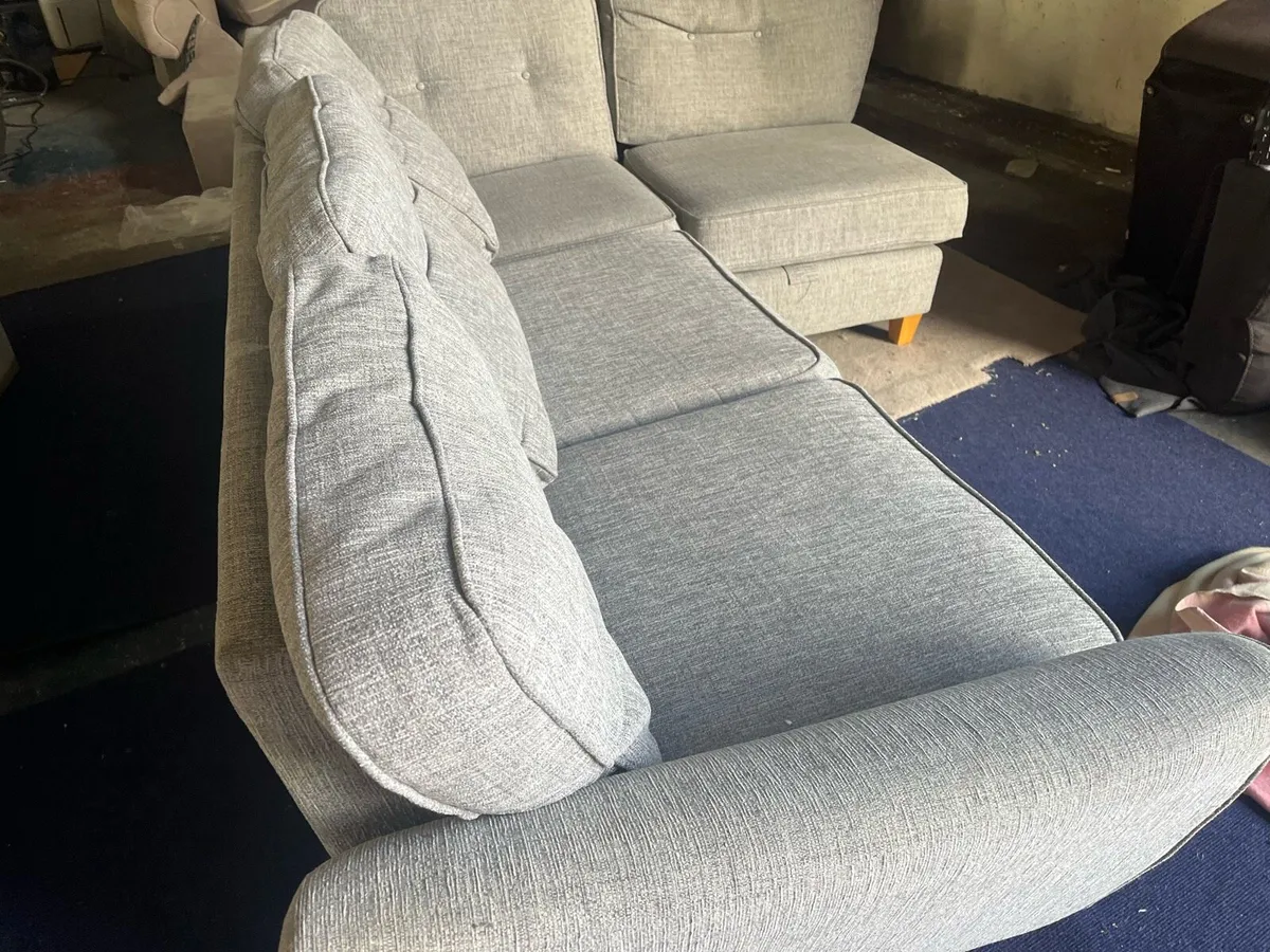 Grey corner sofa couch l shaped - Image 4
