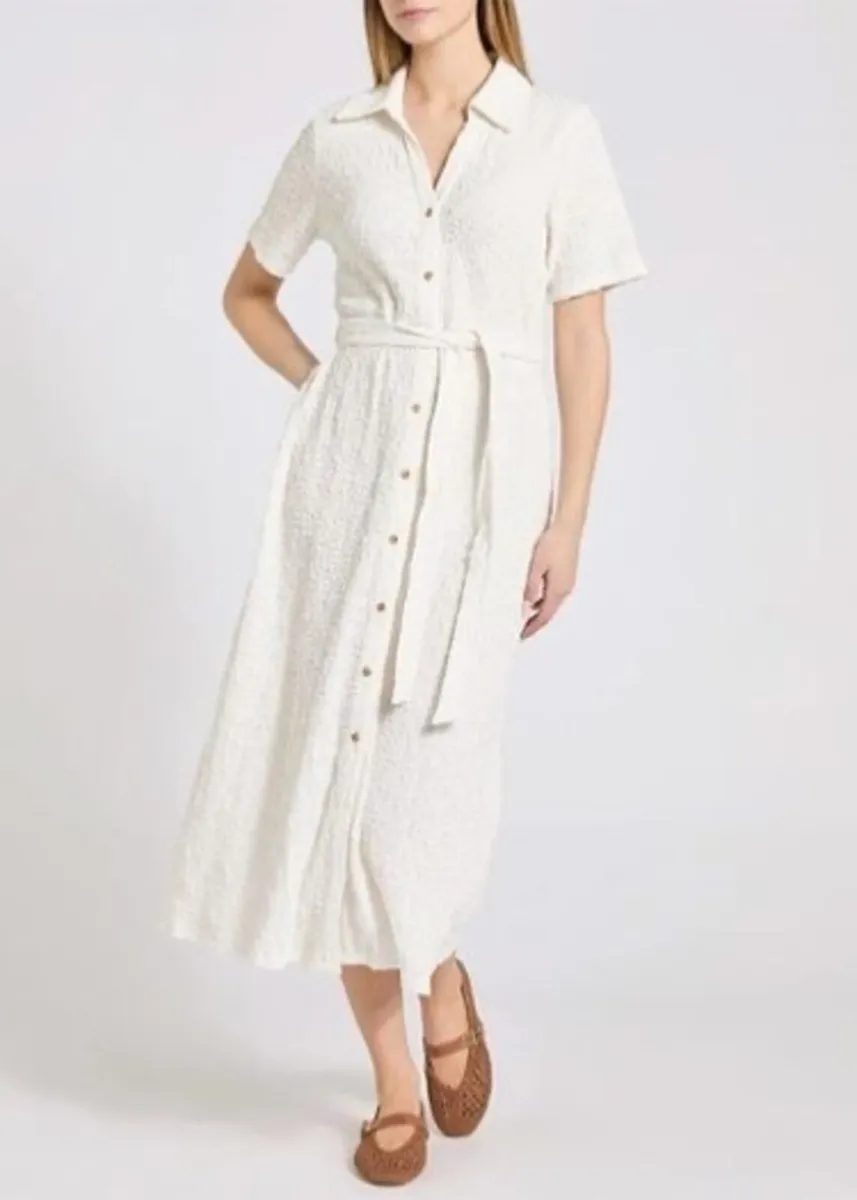 NEW Textured Midi White Dress: Medium  Suit 12-14 - Image 2