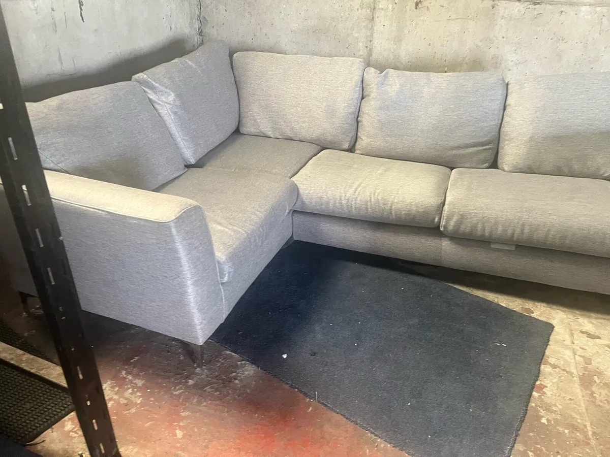 Grey corner sofa L shaped couch furniture - Image 4