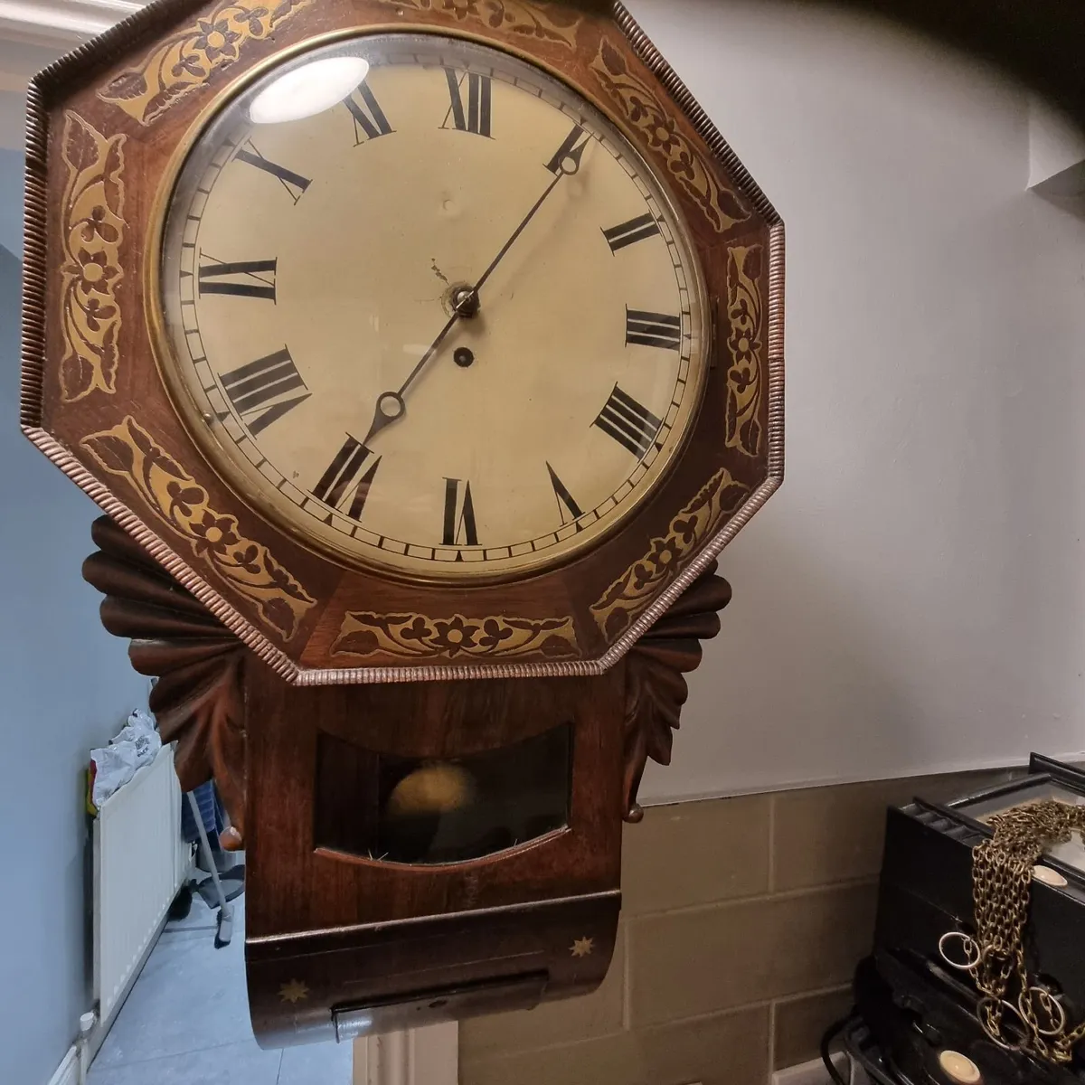 regency fusee rosewood wall clock - Image 1