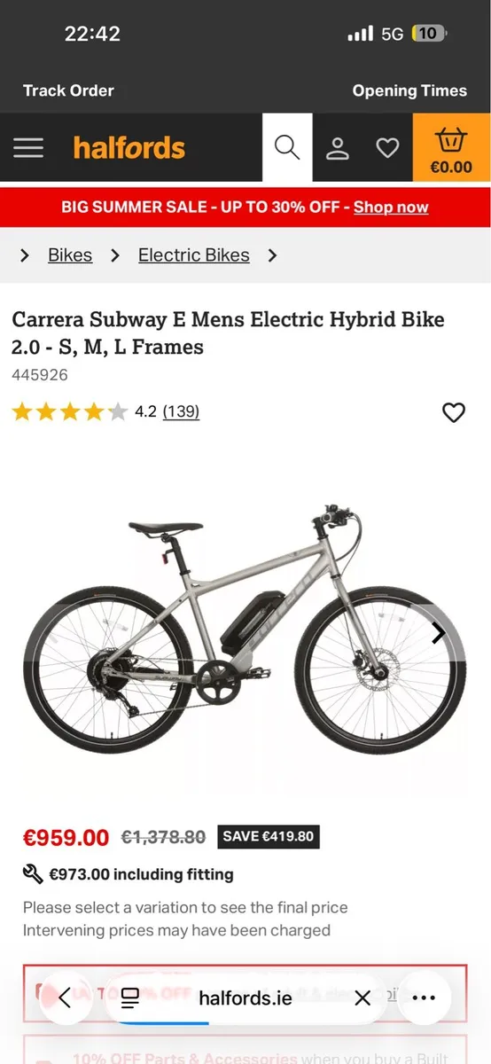 Carrera Subway E Mens Electric Hybrid Bike - Image 1