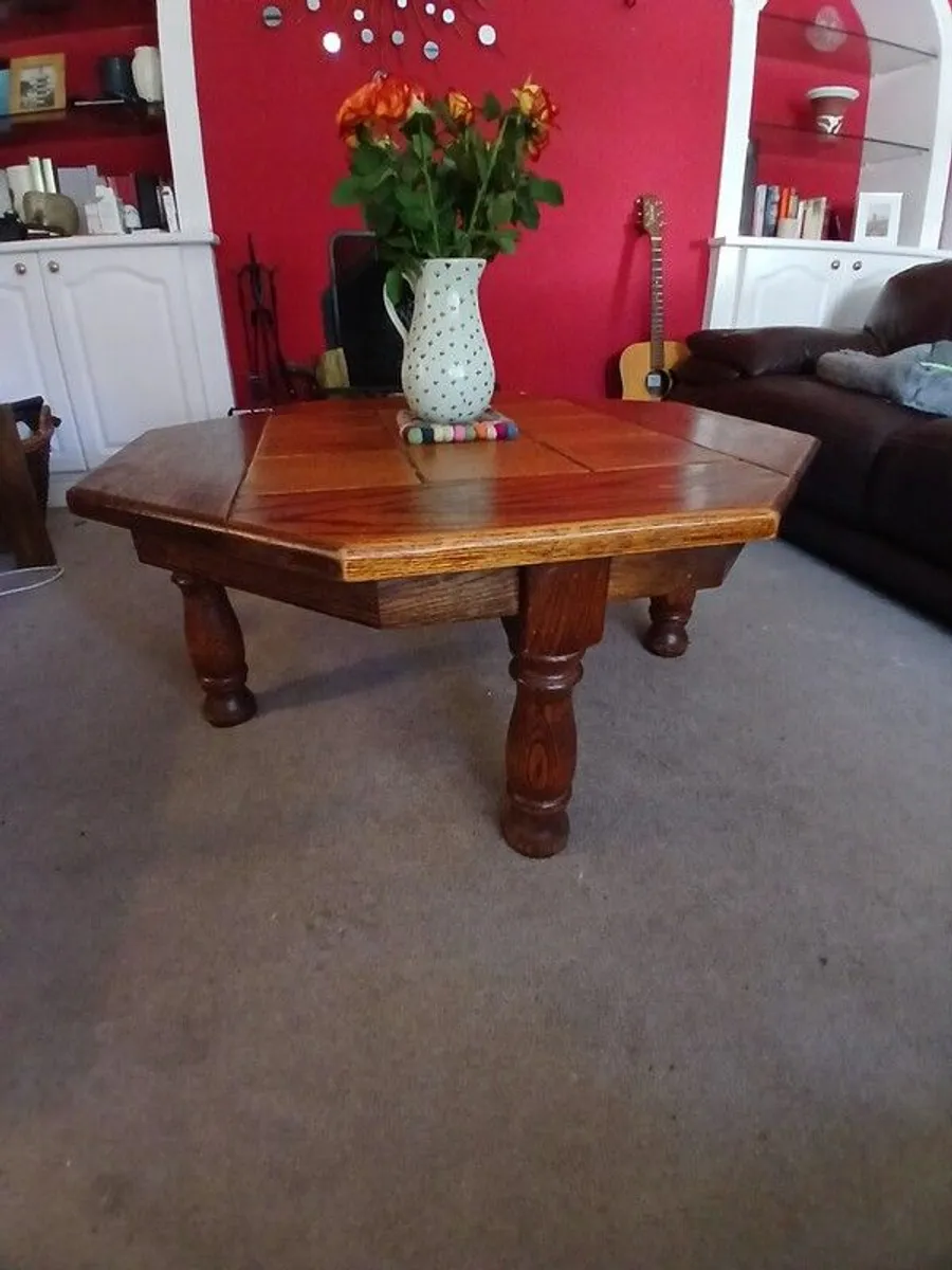 Solid oak tile top table - Image 1